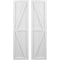 Ekena Millwork Americraft 4-Board Wood 2 Equal Panel Frmd Board-n-Batten Shutters w/Dbl Z-Bar, ARW102BF414X77WHH, PR ARW102BF414X77WHH - alternate 1